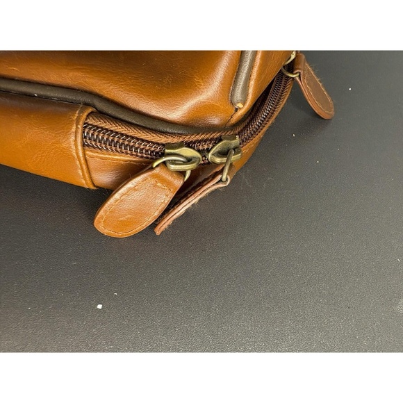 Magellan Brown Leather Accessories Bag for Men w/ Multiple Useful Compartments - Picture 2 of 9